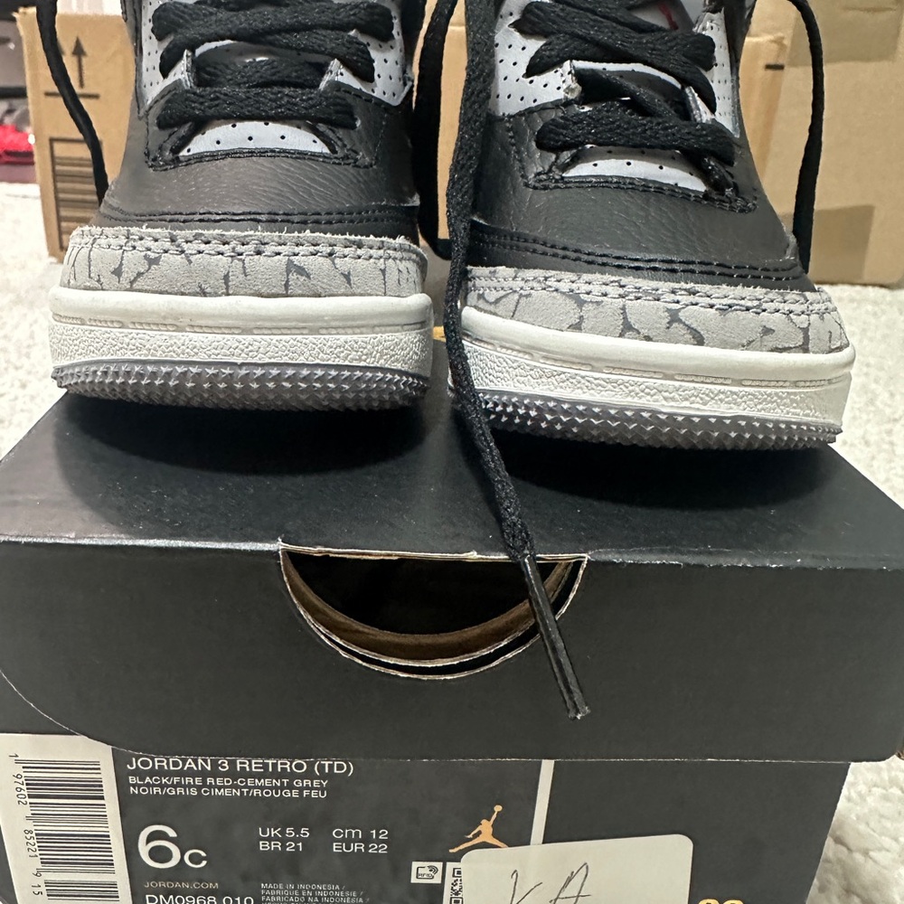 Jordan 3 Kids Retro Black and Cement Sneakers